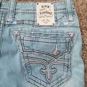 🎸 NWT Mens Rock Revival Noel Denim Shorts